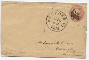 1860s 3ct pink pse Bedford PA integral paid; paid 3 in circle cancel [s.5548]