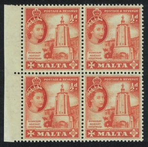 Malta Wignacourt Aqueduct Horsetrough ½d Block of 4 Margin 1956 MNH SG#267