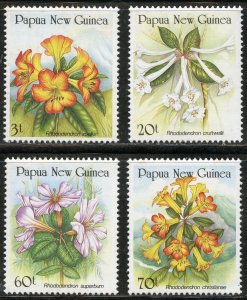 Papua New Guinea Scott 703-06 MNHOG - 1989 Rhododendrons Set - SCV $4.50