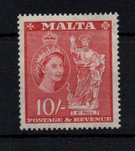 Malta QEII 10/- carmine red unmounted mint SG281 WS43987