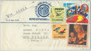 67214 - ECUADOR - Postal History - AIRMAIL COVER to ITALY  1970 - BIRDS flags