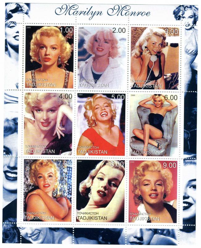 Tajikistan 2000 MARILYN MONROE Sheet Perforated Mint (NH)