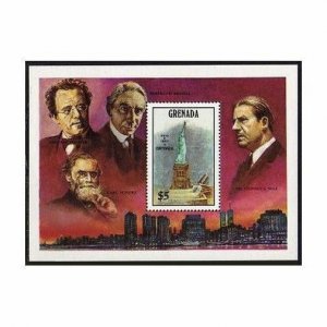 Grenada 1351,MNH.Michel 1447 Bl.152. Statue of Liberty,1986.Famous emigrants.