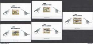 Lx212 Imperf 2016 Togo Dinosaurs Prehistoric Animals !!! Uv Cardboard 5Bl Mnh