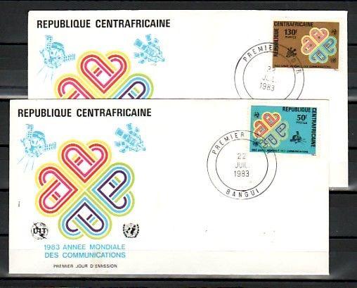 Central Africa, Scott cat. 597-598. Communications Year. First Day Covers. ^