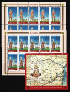 MOLDOVA Sc 469-71 NH MINISHEETS+S/S of 2004 - STEPHEN THE GREAT 
