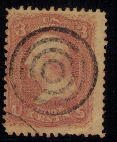 US SCOTT #65 BULLSEYE TARGET CANCELLATION USED F-VF