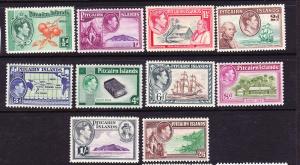 PITCAIRN ISLAND  1940-51  KGVI PICTORIALS  SET 10  MLH  