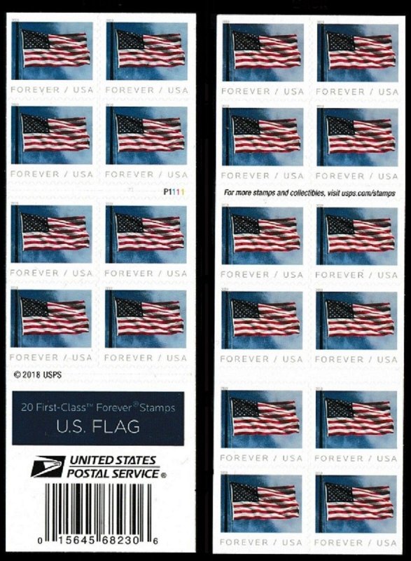 USA BOOKLET FOREVER SC# 5344a US FLAG PANE 20 S.A. MNH-PL# P1111