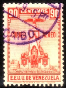 ✔️  VENEZUELA 1938 - CARABOBO MONUMENTS - AIR MAIL - SC. C132 (o)