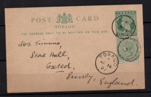 Tobago 1897 1/2d Postage Uprated 1/2d to England WS36607