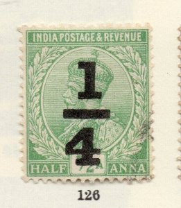 India 1911 Early Issue Fine Used 1/4a. Surcharged NW-256545