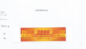 GEORGIA - 2000 - Millennium - Perf 3v Strip - Mint Lightly Hinged