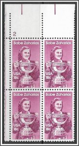 US Plate Block #1932 Babe Zaharias MNH