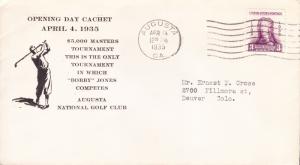 1935 Cover Opening Day Augusta National Golf Club. Bobby Jones