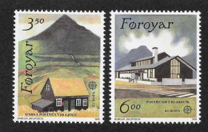Faroe Islands Scott 205-06 MNHOG - 1990 EUROPA/Post Offices - SCV $2.75