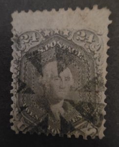 PSE CERT US Scott 78A Used Stamp 1863 24c Grayish Lilac  Light Creases SE10