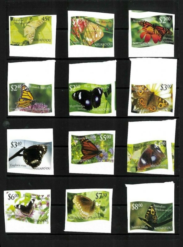 Wholesale Lot Butterflies. Tonga-Niuafo'ou #275-286 Imperf. Cat.54.20