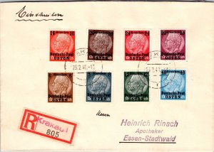 1940 Krakau GG General Government Germany Registered Cover to Essen Stadwald