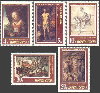 USSR Russia 1987 European Art in Hermitage Museum Landscape Stamp Michel 5717-21