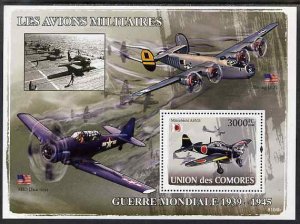 COMORO IS - 2009 - Aircraft of WWII - Perf Souv Sheet - MNH