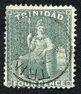 Trinidad SG102 4d Bluish Grey Perf 14 wmk CA Fine used Cat 17 pounds