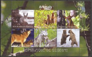 Djibouti 2011 Animals Wolves Squirrels Bears MNH Private