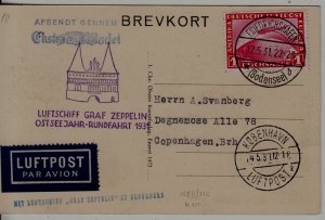 Germany/Denmark Zeppelin card Ostsee F 12.5.31