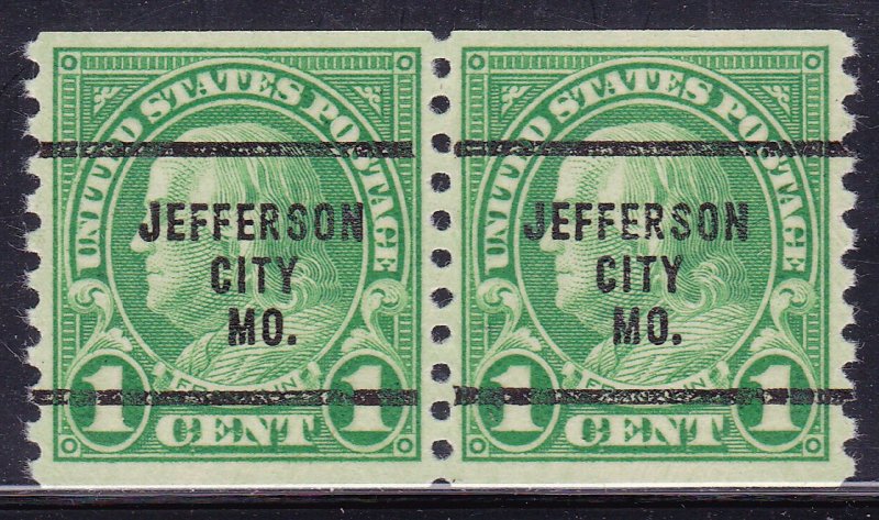 Precancel - Jefferson, MO - PSS 597-63 Coil Gap Pair - No Gum