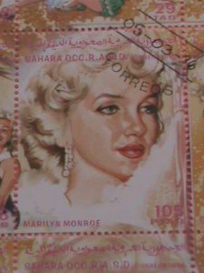 SAHARA STAMP-1996- MARILYN MONROE PAINTING -CTO -MNH STAMP SHEET -RARE