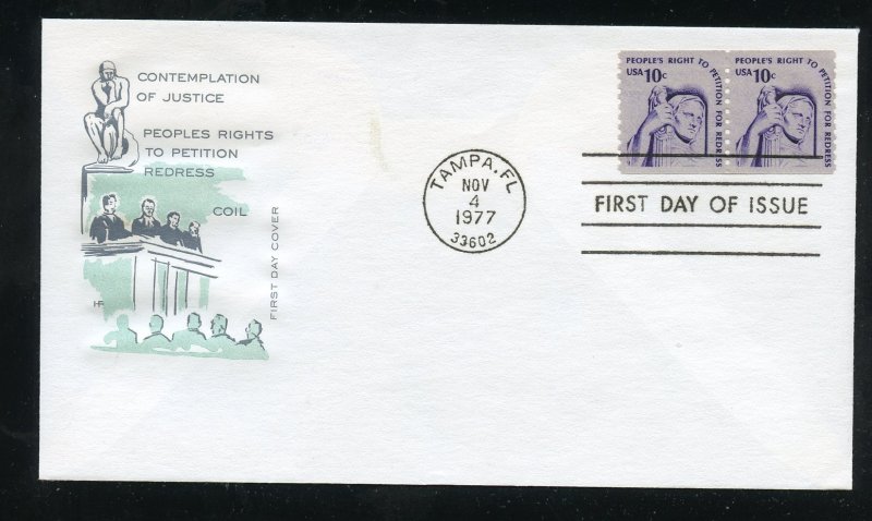 US 1617 Spirit of Justice Coil UA Farnam cachet FDC 