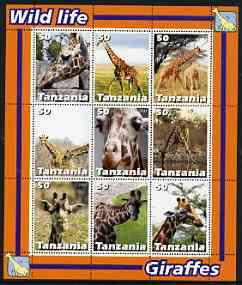 Tanzania 2003 Wild Life - Giraffes perf sheetlet containi...