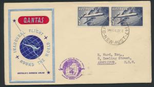 1958 Qantas First Round the World Flight Cover  AAMC 1386 SPECIAL - please re...