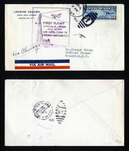 # C7 on CAM # 18 First Flight cover, Lincoln, NE to Chicago, IL - 7-10-1928