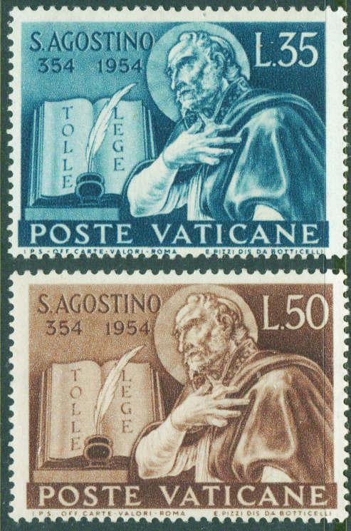 VATICAN Scott 187-8 MNH** 1954 Saint Augustine set