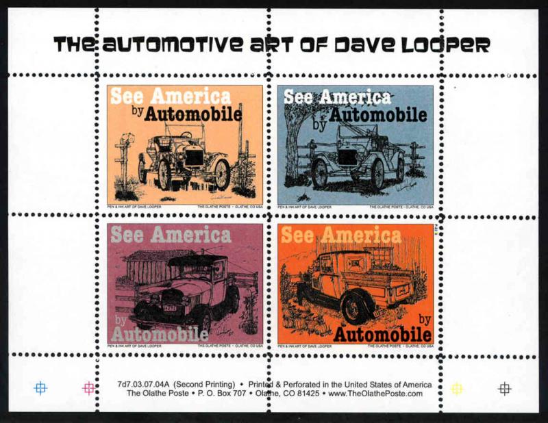 See America by Automobile Mini Sheetlet - Cinderella - MNH