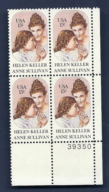 1824 15c Helen Keller/Anne Sullivan PB VF/MNH/OG scv $4.00