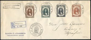 EARLY ICELAND FDC'S, 5 DIFFERENT, VF