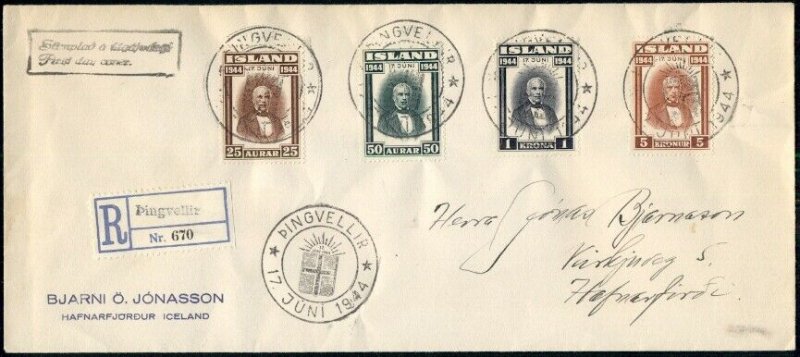 EARLY ICELAND FDC'S, 5 DIFFERENT, VF