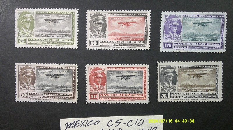 Mexico 1929 Airmail Scott# C5-C10 complete VF-XF Mint Hinged set of 6