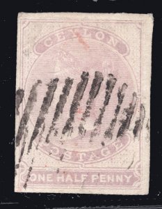 MOMEN: CEYLON SG #17 1858 IMPERF USED £250 LOT #66996*