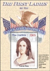 GAMBIA FIRST LADIES OF THE UNITED STATES - SARAH POLK S/S MNH