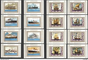 1973 Imperf Ajman Air Mail Transport Ships & Boats 16Bl ** Ar019