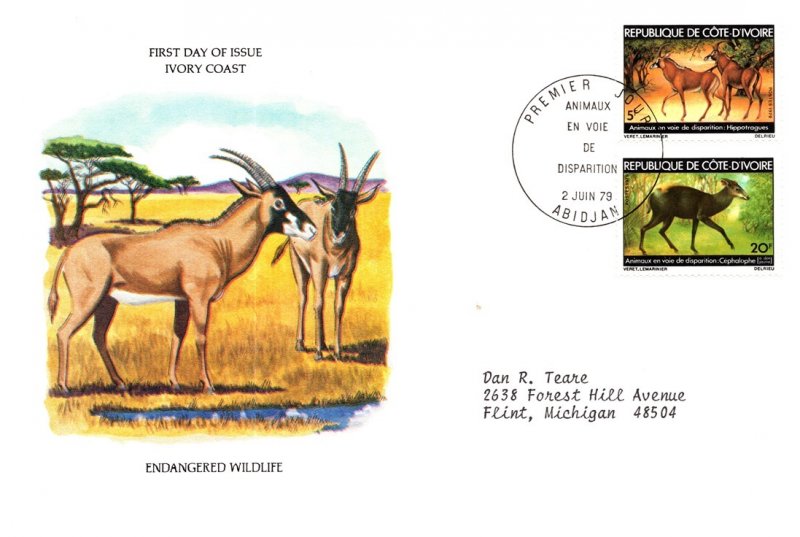 Ivory Coast, Worldwide First Day Cover, Animals