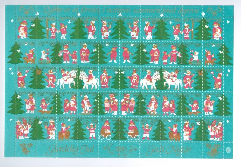 Denmark. Christmas Sheet 1980. Mnh. Folded.3 Side Perf.  Children,Sled,Dog.Horse