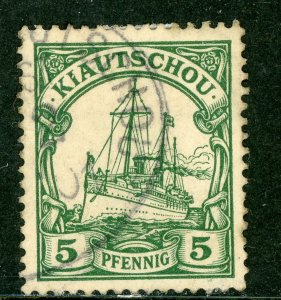 China 1901 Kiautschou  Germany 5pf Yacht Michel 6 (Sc #11) Tsingtau VFU F51