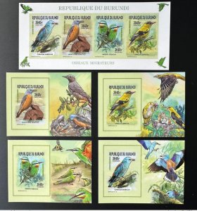 Burundi 2015 / 2016 Mi. AA-AD 3577 + Bl. ND IMPERF Migratory Birds Birds-