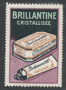 Brillantine Crystalized Perfume, Parfumerie 8185, Paris, Early Poster Stamp 