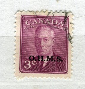 CANADA; 1950s early GVI Official ' OHMS ' Optd. fine used 3c. value