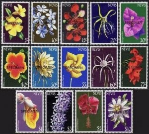 Nevis 365-378 SPECIMEN,MNH.Michel 168-181. Flowers 1984.Yellow bell,Plumbago,